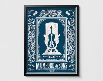 Plakat Mumford & Sons Bonnaroo 2011: Sztuka ścienna w stylu vintage z muzyką