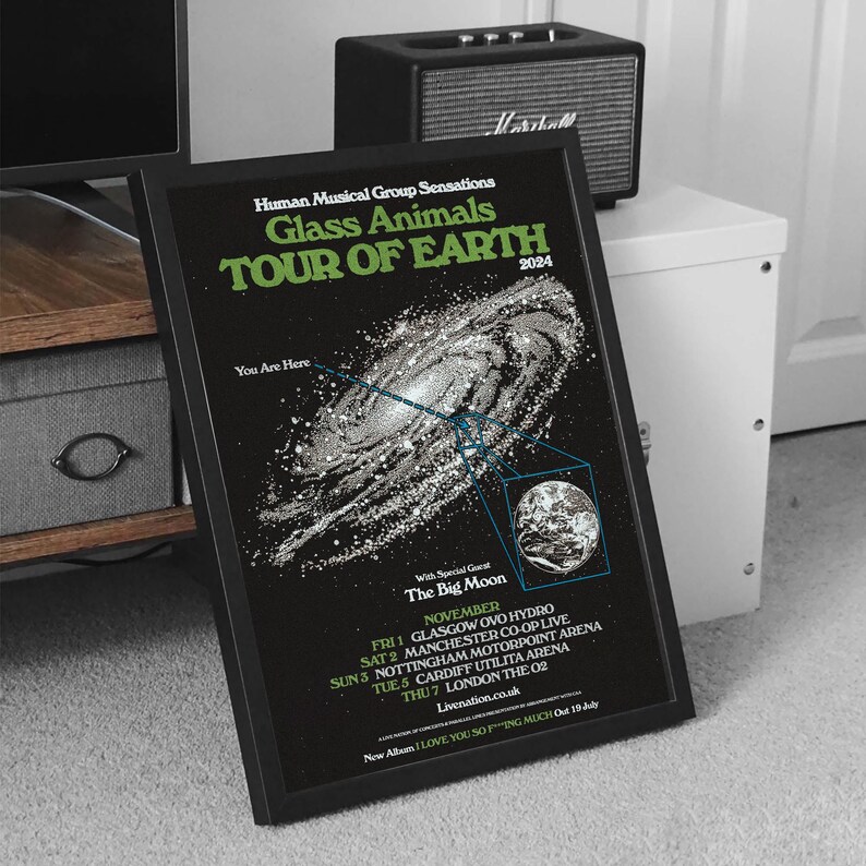 Glass Animals Tour of Earth Poster, I Love You so Fing Much UK Tour