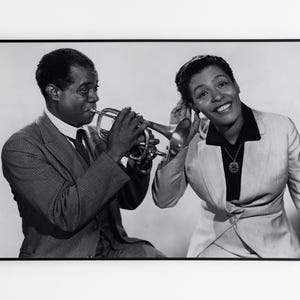 Louis Armstark und Billie Holiday Vintage Jazz Kunstdruck, Für Jazz-Liebhaber, Jazz-Wanddekor
