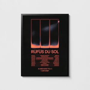 Rüfüs Du Sol &#39;Surrender&#39; tour poster, Rüfüs Du Sol poster, Dance music, EDM posters, Music wall decor