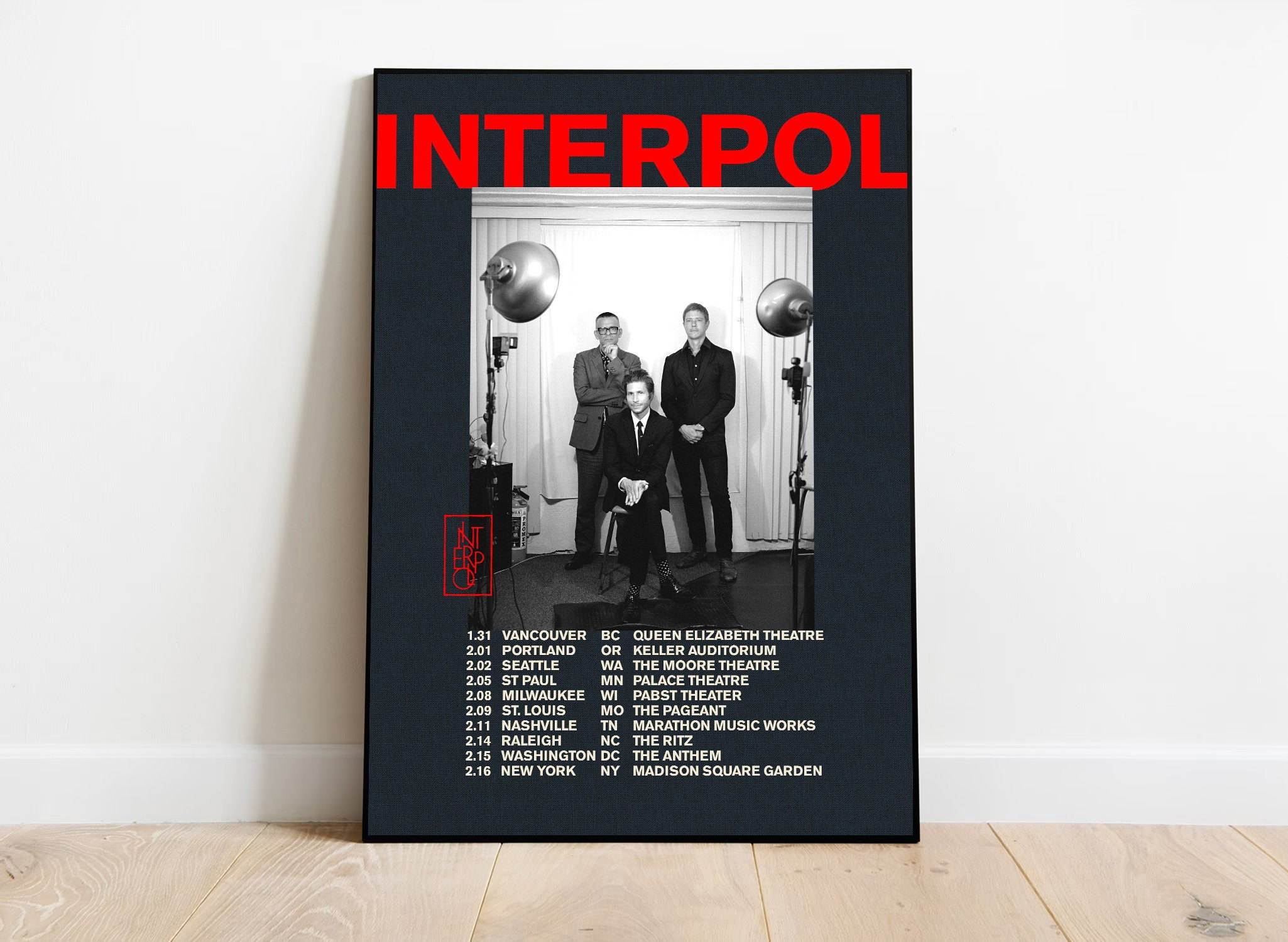 Interpol Tour Poster, Interpol Band Print, Rock Posters, Music Room
