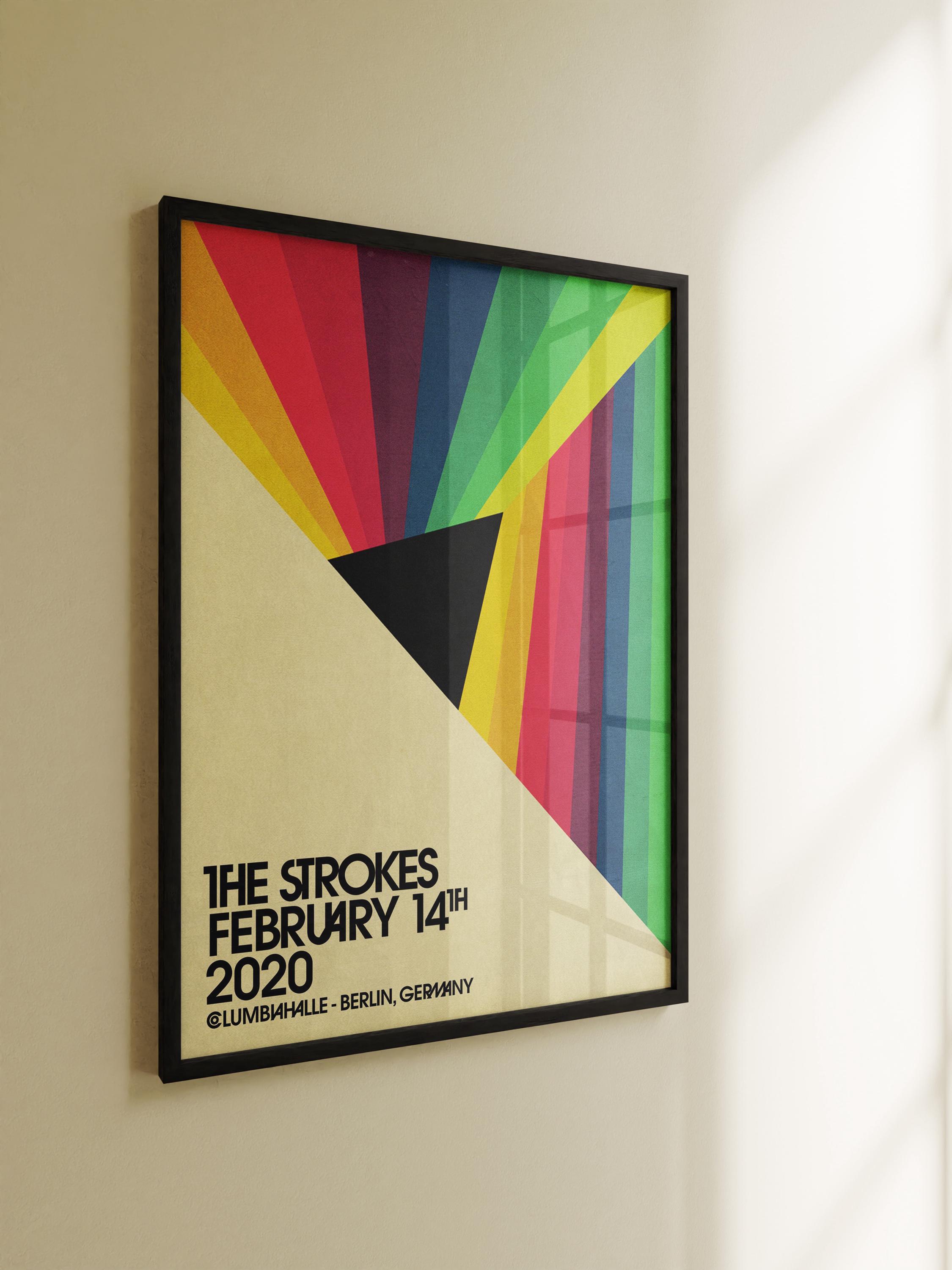 The Strokes Berlin 2020 Concert Poster: Geometric Rock Music Art