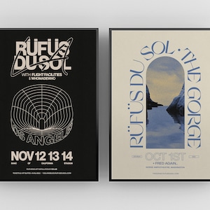 Rüfüs Du Sol SET OF 2 Posters, Rüfüs Du Sol poster, Electronic music poster, EDM posters