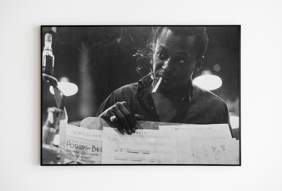 Miles Davis Black & White Vintage Poster - Jazz Legends Wall Art