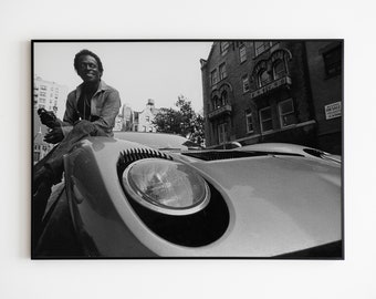 Miles Davis & Sports Car Art Print – Jazz Icon Poster