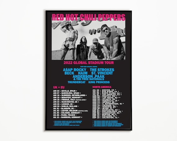 Red Hot Chili Peppers 2022 Tour Poster: Marlay Park Concert - Etsy