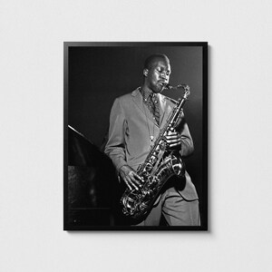 Póster en blanco y negro de Hank Mobley, Grandes músicos de jazz, Póster de jazz