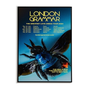 Póster de la gira The Greatest Love 2024 de London Grammar, carteles de música independiente, decoración de pared musical