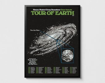 Glass Animals Tour of Earth poster, I Love You So F***ing Much tour print, Indie rock lover wall art, Music wall decor