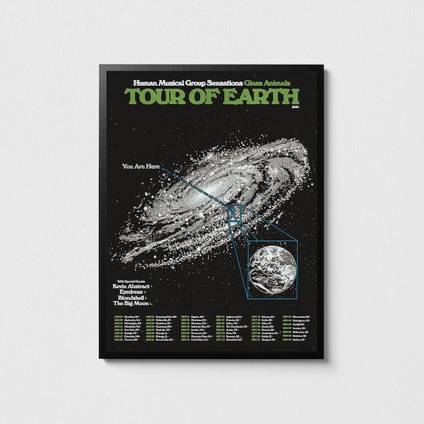 Glass Animals Tour of Earth poster, I Love You So F***ing Much tour print, Indie rock lover wall art, Music wall decor