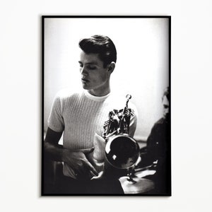 Póster de Chet Baker, impresión en blanco y negro de Chet Baker, póster de jazz, decoración de habitación para amantes del jazz