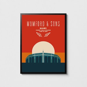 Mumford & Sons Poster, Mumford and Sons - Forest Hills Stadion Druck (mit Raury), Rock Kunst, Rock Poster, Musikwanddekor