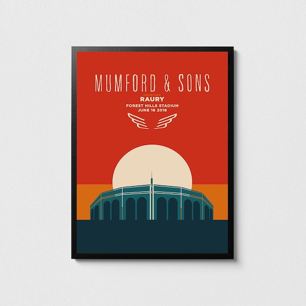 Mumford & Sons Forest Hills Stadium Concert Poster: Minimalist Rock Art