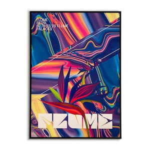 Flume psychedelisches Kunstplakat - lebendiges abstraktes Design, inspiriert von Skin, Palaces & Hi This Is Flume, Musikwandkunst für EDM-Liebhaber