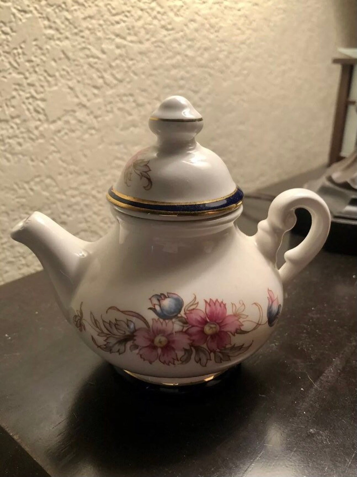 Mini Porcelain Tea Kettle Figurine Vintage Etsy