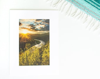BF Matted Paper Print -- Summer Sunset River Overlook Scene -- Ready to Frame 12x16 Metallic