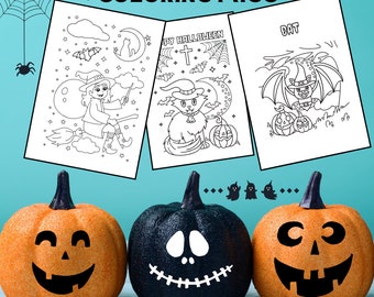 Coloring pages for toddlers | 15 printable spooky pages for adults and kids | Witch grayscale color book | Instant download,