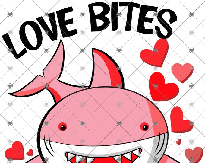 Valentine's Day, Love Bites Shark, children's shirt Png, download, digital download