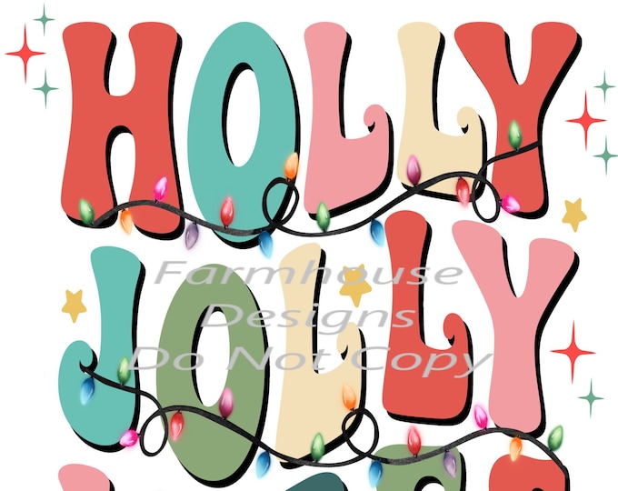 Holly Jolly Vibes, Retro lettering, Digital Download, Shirt Design, sign Png, digital download, png file