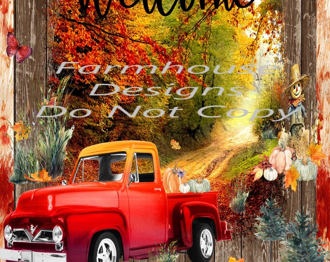 Fall Background design, Country Road and Trees, Welcome sign, digital download, png file, fall design