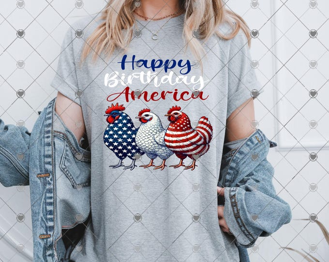 Happy Birthday America, Patriotic Chickens, fourth of July design download, Png, digital download, Png file