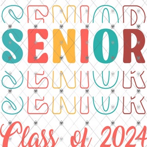 Clase de 2024, Senior, Diseño png de graduación, diseño de camiseta, descarga digital, archivo Png