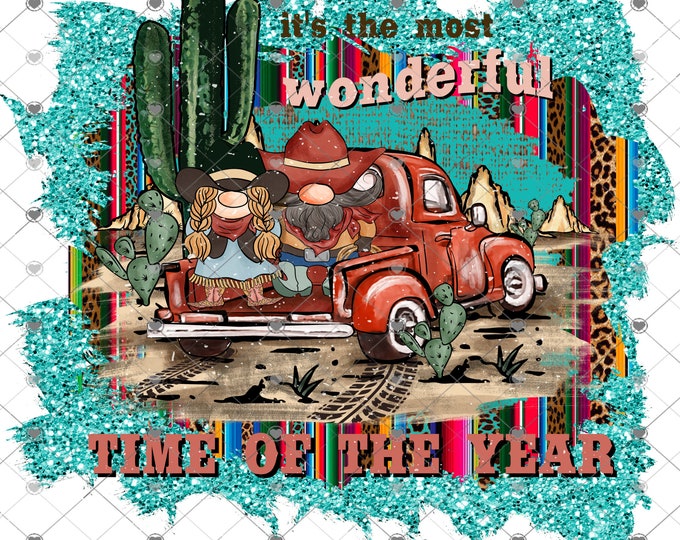 Most wonderful time of the year, Christmas Western, Serape and glittery border digital download