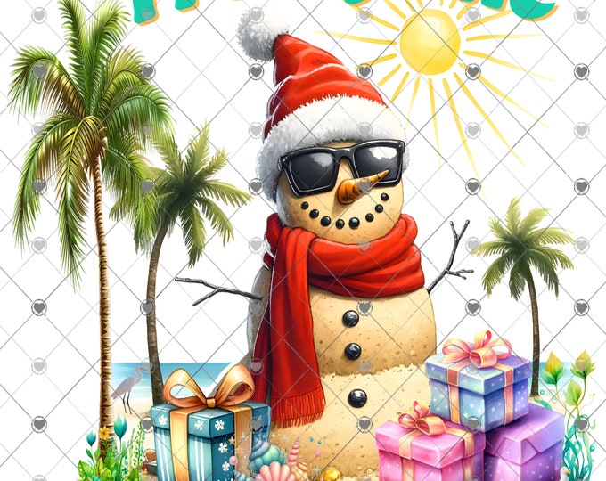 Frosty the sandman, Christmas Beach Snowman Digital Download, Shirt Design, digital download, png file