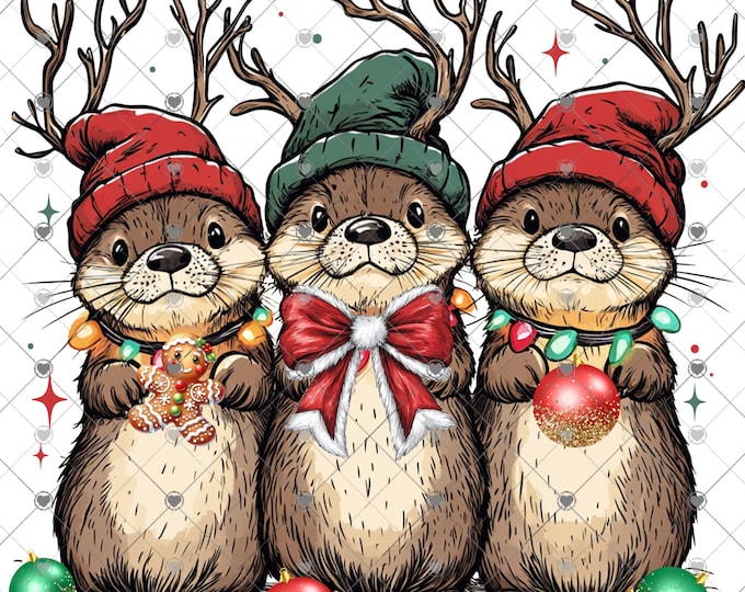 All of the Otter Reindeer, Otter Christmas Design, Funny Christmas, Digital Download, Shirt Design, Png, digital download, png file