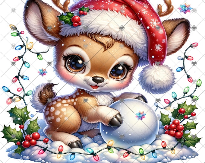 Cute Baby Reindeer, Snowball Fight Christmas Download, Shirt Design, Png, digital download, png