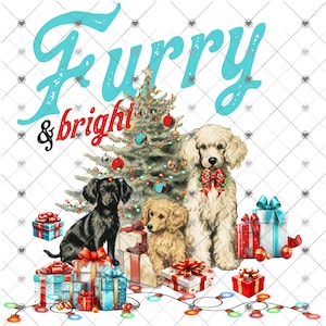 Furry and Bright, Dogs Christmas Download, Shirt Design, Png, digital download, png, sign png