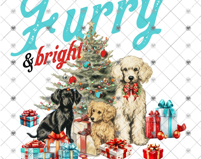 Furry and Bright, Dogs Christmas Download, Shirt Design, Png, digital download, png, sign png