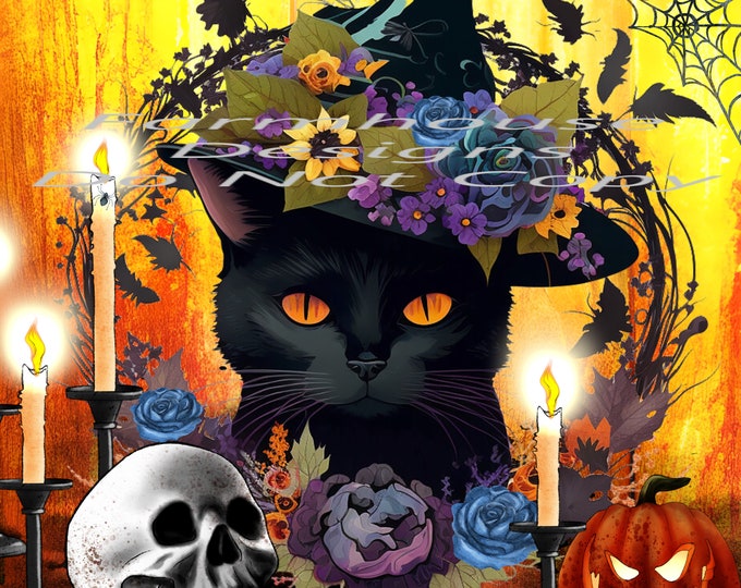 Halloween, Black Cat, Witch welcome sign, Door sign Png, digital download, png file