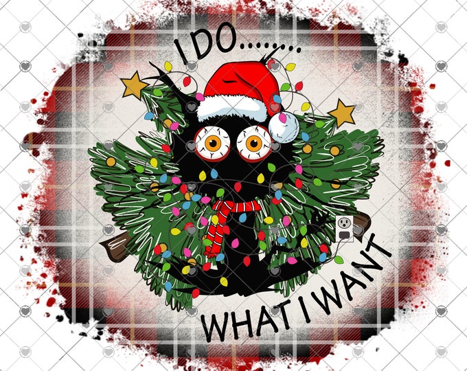 I do what I want, Crazy Cat with Lights Christmas Design, Funny Christmas, Digital Download, Shirt Design, Png, digital download, png file