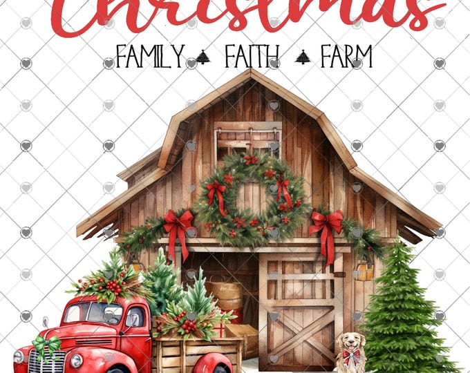 Red Vintage Truck Winter scene, Christmas, Family, Faith, Farm, Download, Shirt Design, Png, digital download
