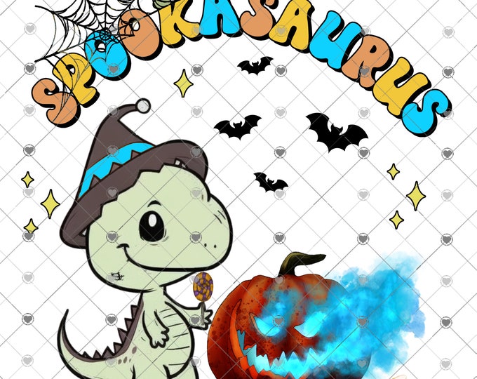 Spookasaurus, Halloween Dinosaur,Jack-o-Lantern Scene digital download, png file, fall design, shirt design, welcome sign,  png