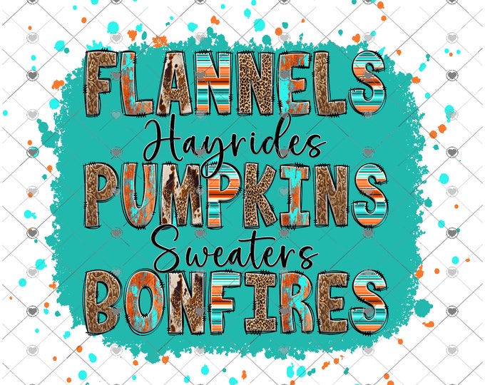 Flannel, Pumpkins, Bonfires, Fall Shirt Design, Digital Download, png file