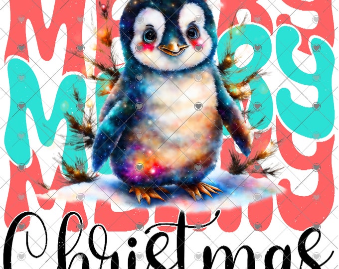 Merry and Bright, Cute, Festive Penguin Christmas Download, Shirt Design, Png, digital download, png, sign png