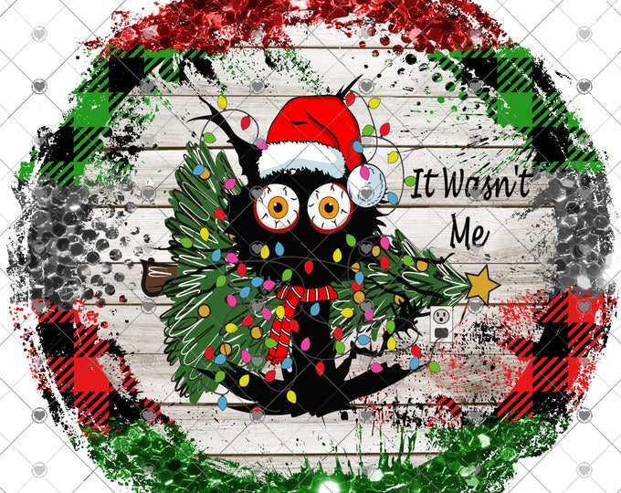 It Wasn't Me, Crazy Cat with Lights Christmas Design, Funny Christmas, Digital Download, Shirt Design, Png, digital download, png file