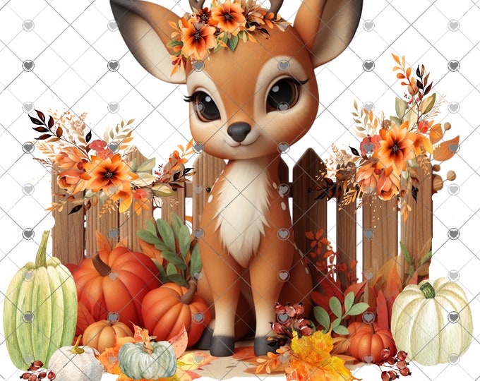 Cute deer,  Fall Blessings, 2 versions fall png, png design, digital download