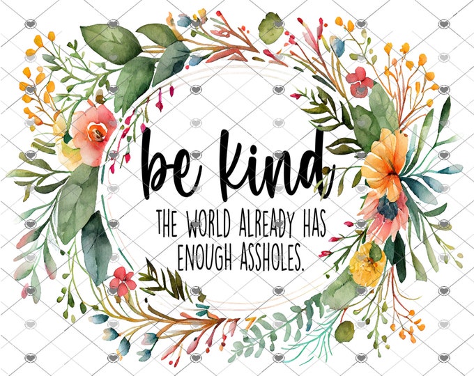 Be Kind, The World Already Has Enough Assholes design, funny shirt design, digital download, Png file