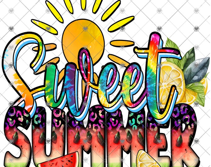 Sweet Summer , lemon and watermelon, Summer design, funny shirt design, digital download, Png file