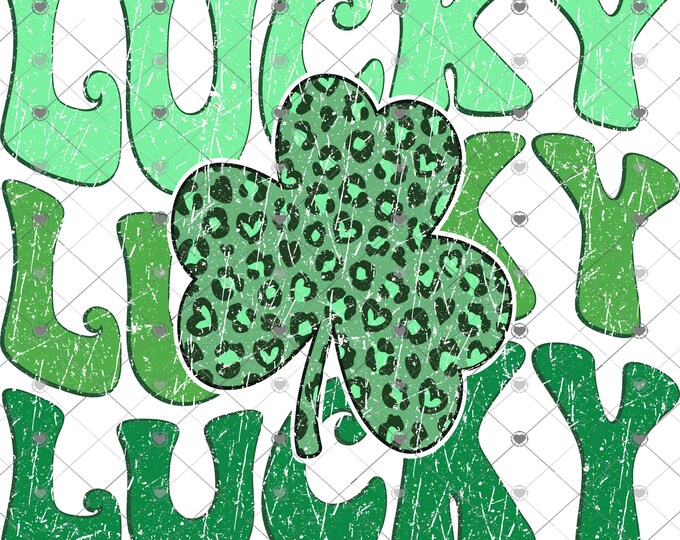 Lucky, Shamrocks, distressed St. Patrick's Day shirt Png, download, digital download