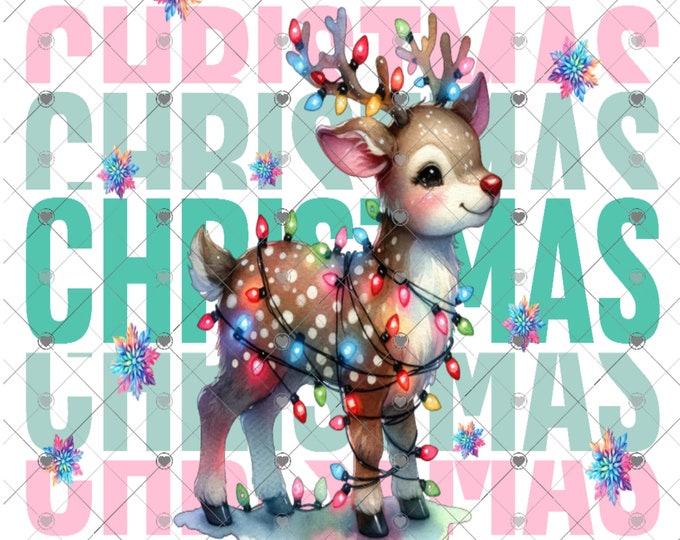 Christmas, Lights Wrapped on Deer Christmas Download, Shirt Design, Png, digital download, png, sign png