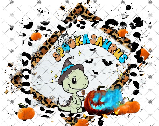 Spookasaurus, Halloween Dinosaur,Jack-o-Lantern Scene digital download, png file, fall design, shirt design, welcome sign,  png