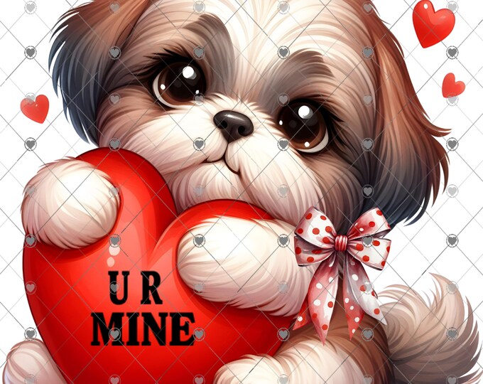 Valentine's Day, U R Mine, adorable  puppy children's shirt Png, download, digital download