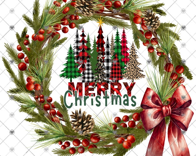 Merry Christmas, Plaid and Leopard Print Christmas Trees design, Png, digital download, png, sign png