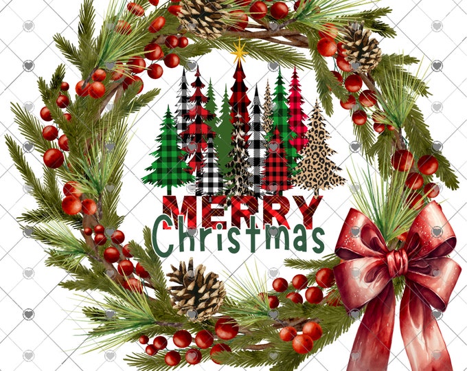 Merry Christmas, Plaid and Leopard Print Christmas Trees design, Png, digital download, png, sign png