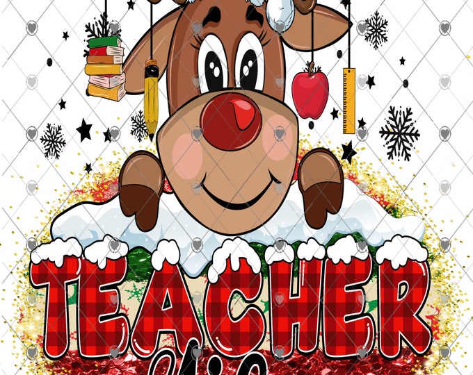 Teacher Life, Reindeer Christmas Design, Round png, Digital Download, Shirt Design, Png, digital download, png file