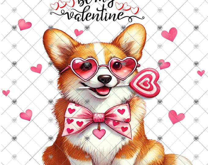 Be My Valentine Corgi Dog, Valentine's Day Funny shirt Png, download, digital download